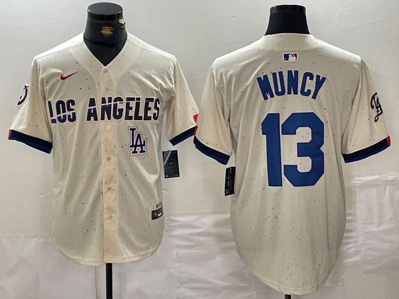 Men Los Angeles Dodgers #13 Muncy Cream Fashion Nike Game MLB Jersey style 5->los angeles dodgers->MLB Jersey